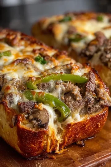 Garlicky Philly Cheesesteak Stuffed Bread