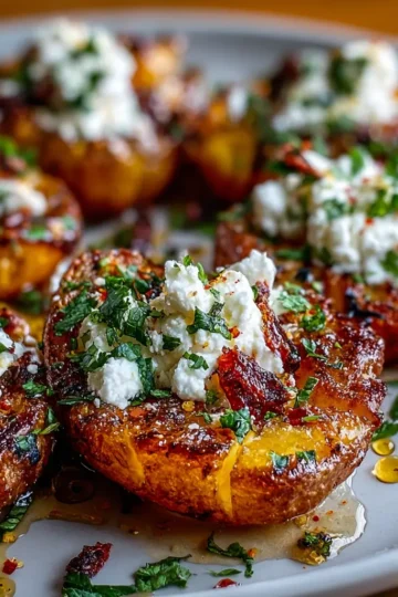 Crispy Smashed Potatoes with Whipped Feta & Chili Honey