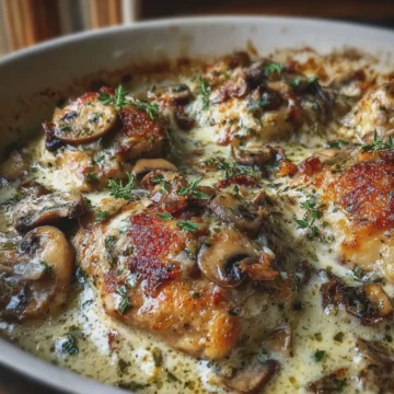 Creamy Garlic Mushroom Chicken Bake