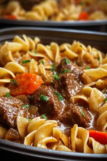 Slow Cooker Beef Stew Noodles