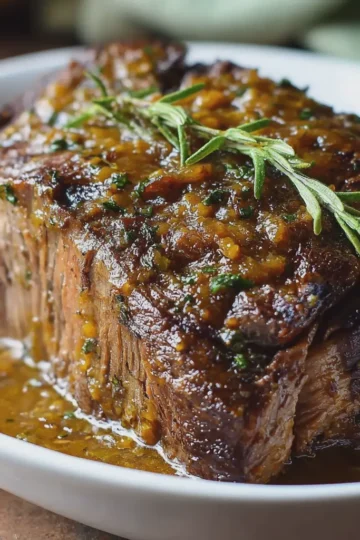 Slow Cooker 4-Ingredient Honey Mustard Beef Roast