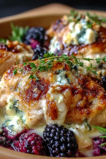 Creamy Blackberry Goat Cheese Chicken Bake