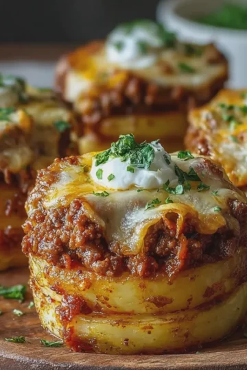 Cheesy Beef Stuffed Potato Stacks