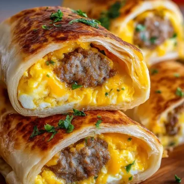 Beef Sausage, Egg and Cheese Breakfast Roll-Ups