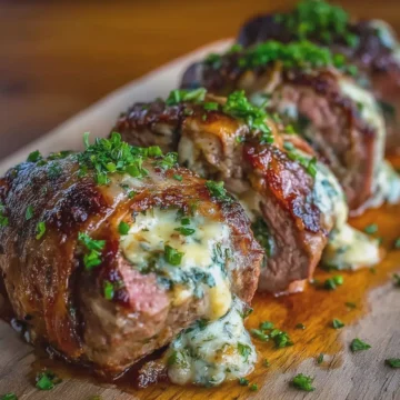 Cheesy Garlic Stuffed Steak Rolls