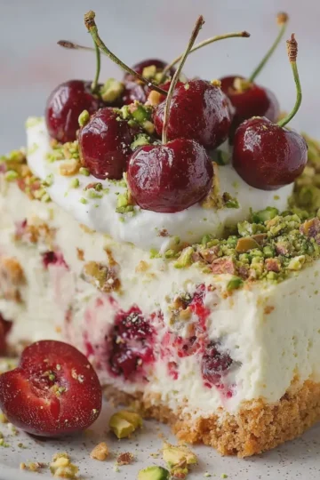 CHERRY PISTACHIO CREAM CHEESECAKE