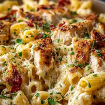 Garlic Parmesan Chicken Pasta Bake
