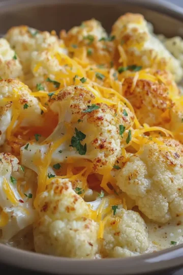 Cheesy Slow Cooker Cauliflower
