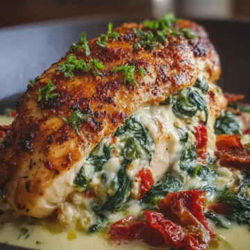 Sundried Tomato, Spinach, and Cheese Stuffed Chicken