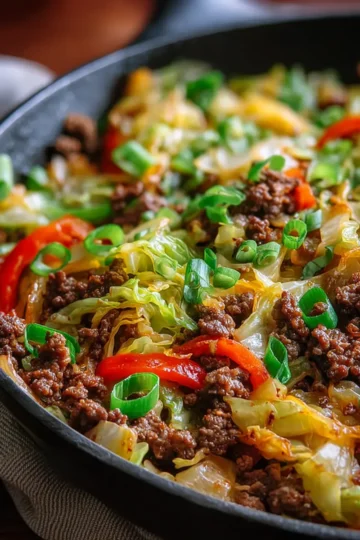 Ultra Low-Point Ground Beef & Cabbage Stir Fry