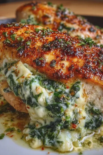 Cheesy Spinach Stuffed Chicken