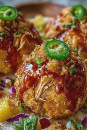 PINEAPPLE JALAPEÑO CHICKEN CRUNCH TACO BOMBS WITH STICKY CHILI HONEY
