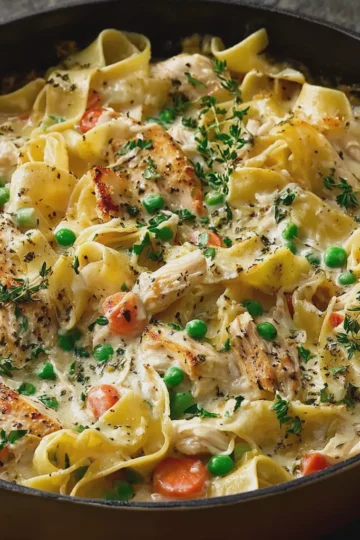 Creamy Chicken Pot Pie Pasta with Pappardelle