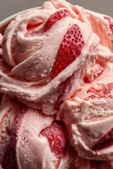 Homemade Strawberry Vanilla Bean Ice Cream