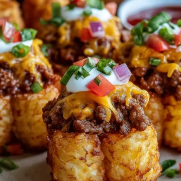 Cheeseburger Stuffed Tater Tot Cones