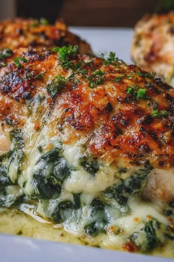 Cheesy Spinach Stuffed Chicken