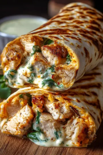 Cheesy Garlic Chicken Wraps