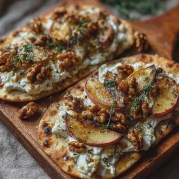 CRISPY FLATBREAD WITH RICOTTA, ROASTED APPLES & WALNUTS
