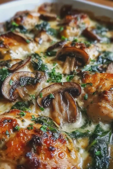 Chicken Spinach and Mushroom Low Carb Oven Dish