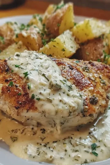 Chicken and Potatoes with Garlic Parmesan Cream Sauce