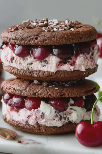 Chocolate Cherry Ice Cream Sandwiches