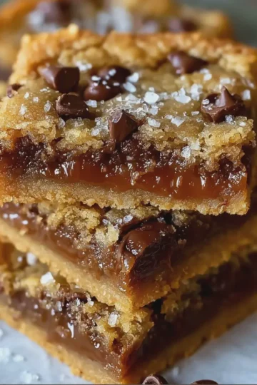 Salted Caramel Chocolate Chip Cookie Bars
