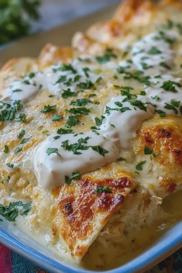 Chicken Enchiladas with Sour Cream White Sauce