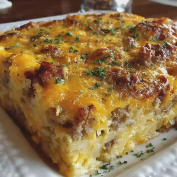 Sausage & Cream Cheese Hash Brown Breakfast Casserole