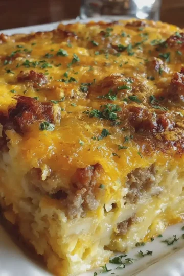 Sausage & Cream Cheese Hash Brown Breakfast Casserole