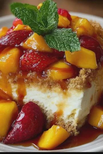 Peach Cobbler Cheesecake Fruit Salad