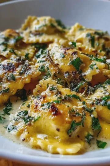 Homemade Ricotta Ravioli with Herb Butter Sauce
