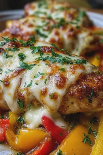 Cheesy Baked Chicken Breast and Peppers