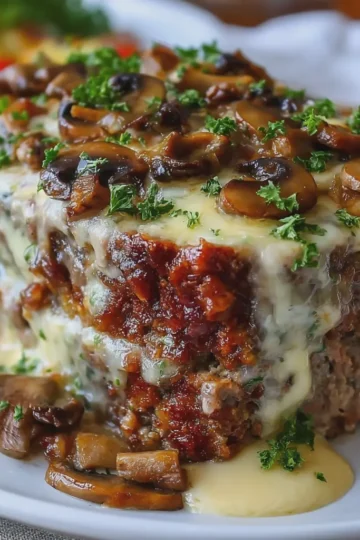Mushroom Swiss Cheese Meatloaf
