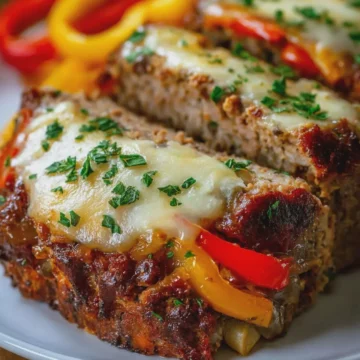 Easy Stuffed Philly Cheesesteak Meatloaf with Peppers & Onions
