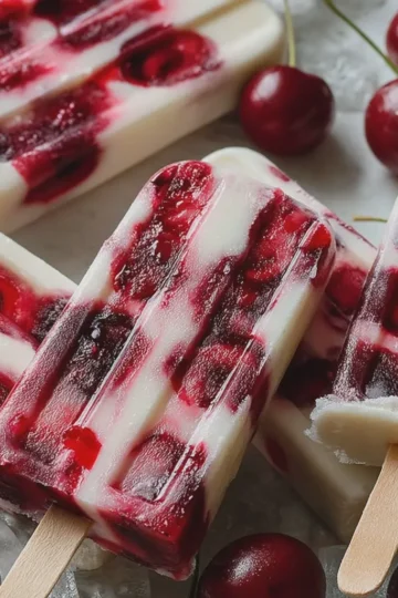 Cherry Yogurt Popsicles ❄️🥄