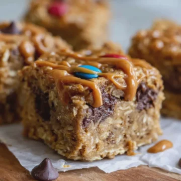 Healthy Peanut Butter Monster Cookie Oat Bars