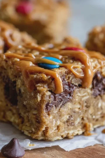 Healthy Peanut Butter Monster Cookie Oat Bars