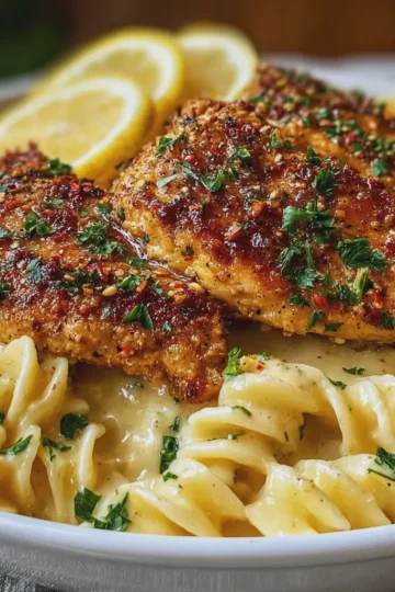 Lemon Garlic Butter Chicken with Creamy Parmesan Pasta