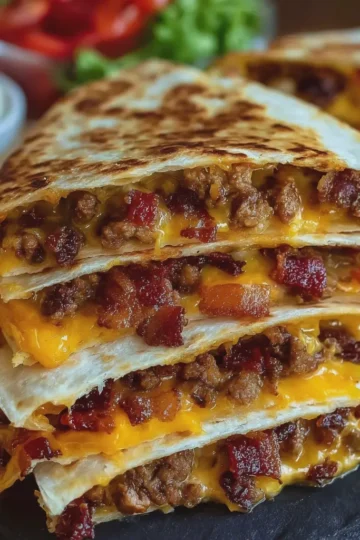 Maple Turkey Bacon Cheeseburger Quesadillas