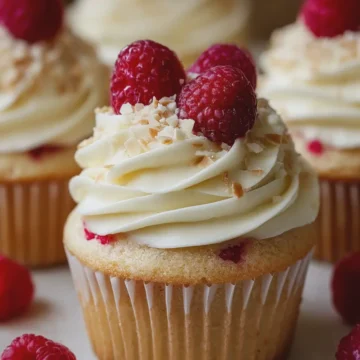 Almond Wedding Cake Cupcakes with Raspberry Filling