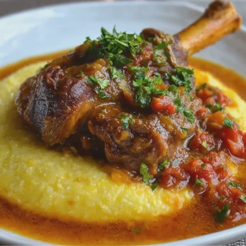 Lamb Shank Caldereta on Creamy Polenta