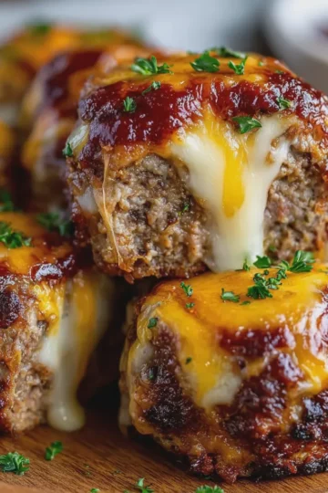 Cheesy Stuffed Meatloaf Bites
