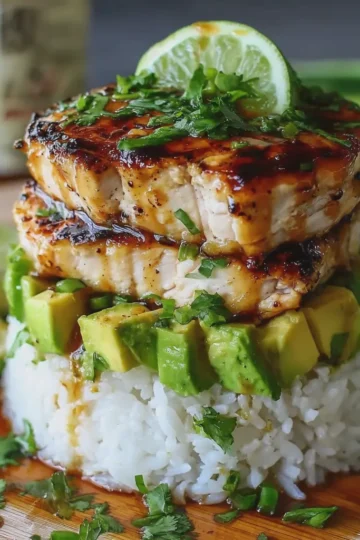 Honey Lime Chicken & Avocado Rice Stack 😍
