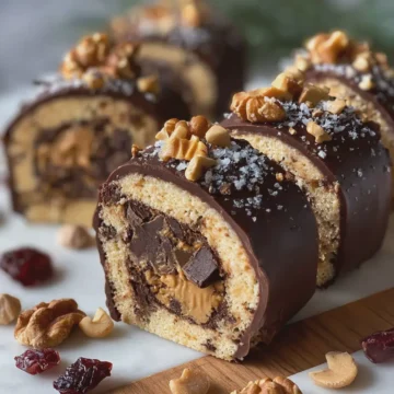 Healthy No-Bake Greek Yogurt Peanut Butter Chocolate Fudge Logs ✨