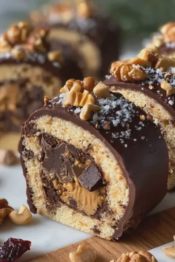 Healthy No-Bake Greek Yogurt Peanut Butter Chocolate Fudge Logs ✨