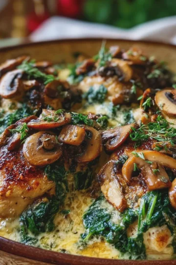 Chicken Spinach & Mushroom Low-Carb Oven Dish