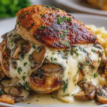 Cheesy Garlic Butter Mushroom Stuffed Chicken