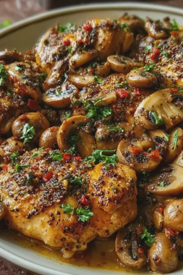 Garlic Pepper Chicken with Mushrooms