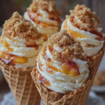 Peach Cobbler Cheesecake Cones