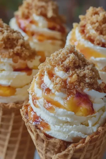 Peach Cobbler Cheesecake Cones